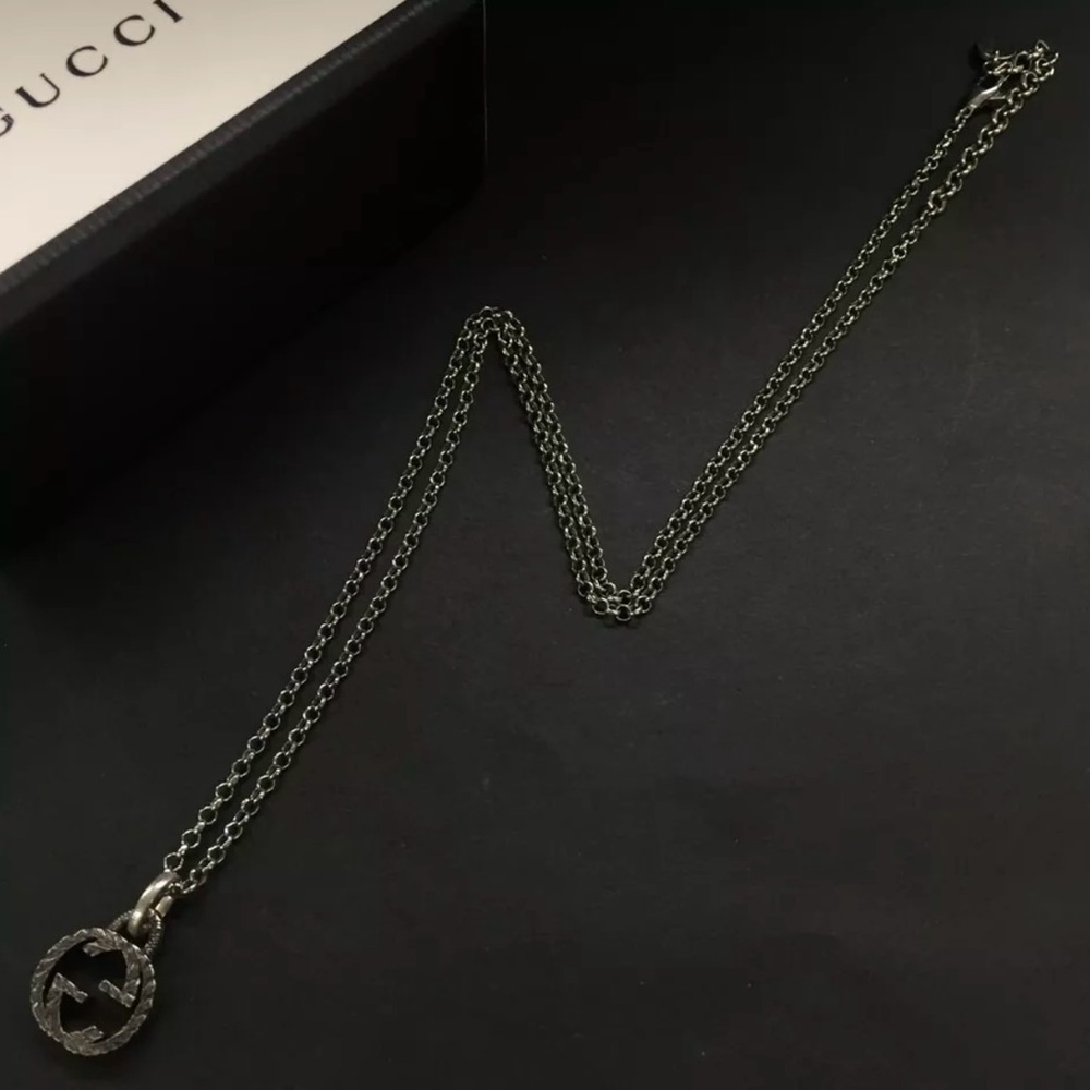 ✨🛍️ Gucci 925 Silver Arabesque Interlocking GG Necklace